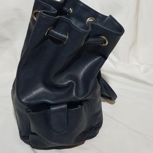 Navy blue leather tote back pack